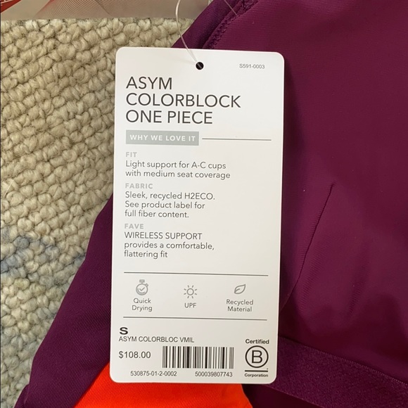 NWOT Athleta Asym Colorblock One Piece Sz S - Picture 5 of 6
